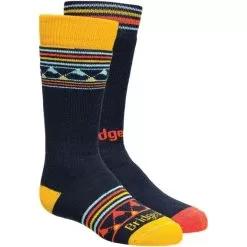 Bridgedale Merino Ski 2 Pack Kids Socks - Blue/Yellow