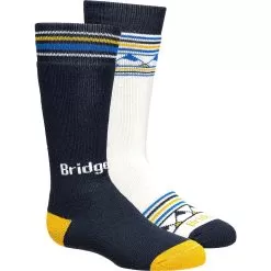 Bridgedale Merino Ski 2 Pack Kids Socks - White/Blue