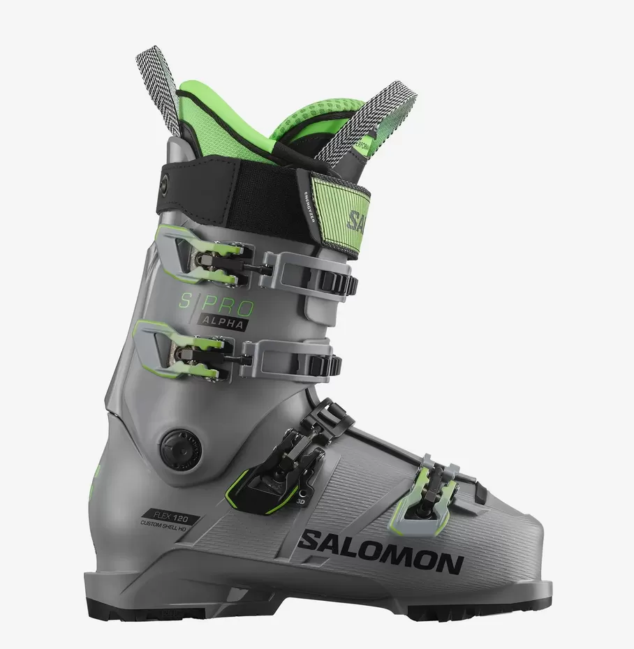 Salomon S/PRO ALPHA 120 Ski Boots - Steel Grey/Pastel Neon Green