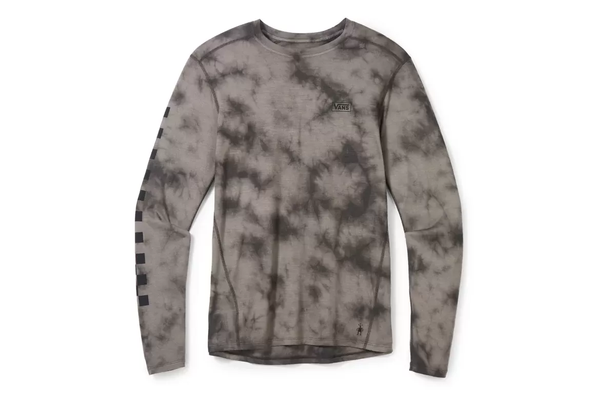 Smartwool Men's Classic Merino Base Layer VANS Long Sleeve Crew - Black Marble Wash