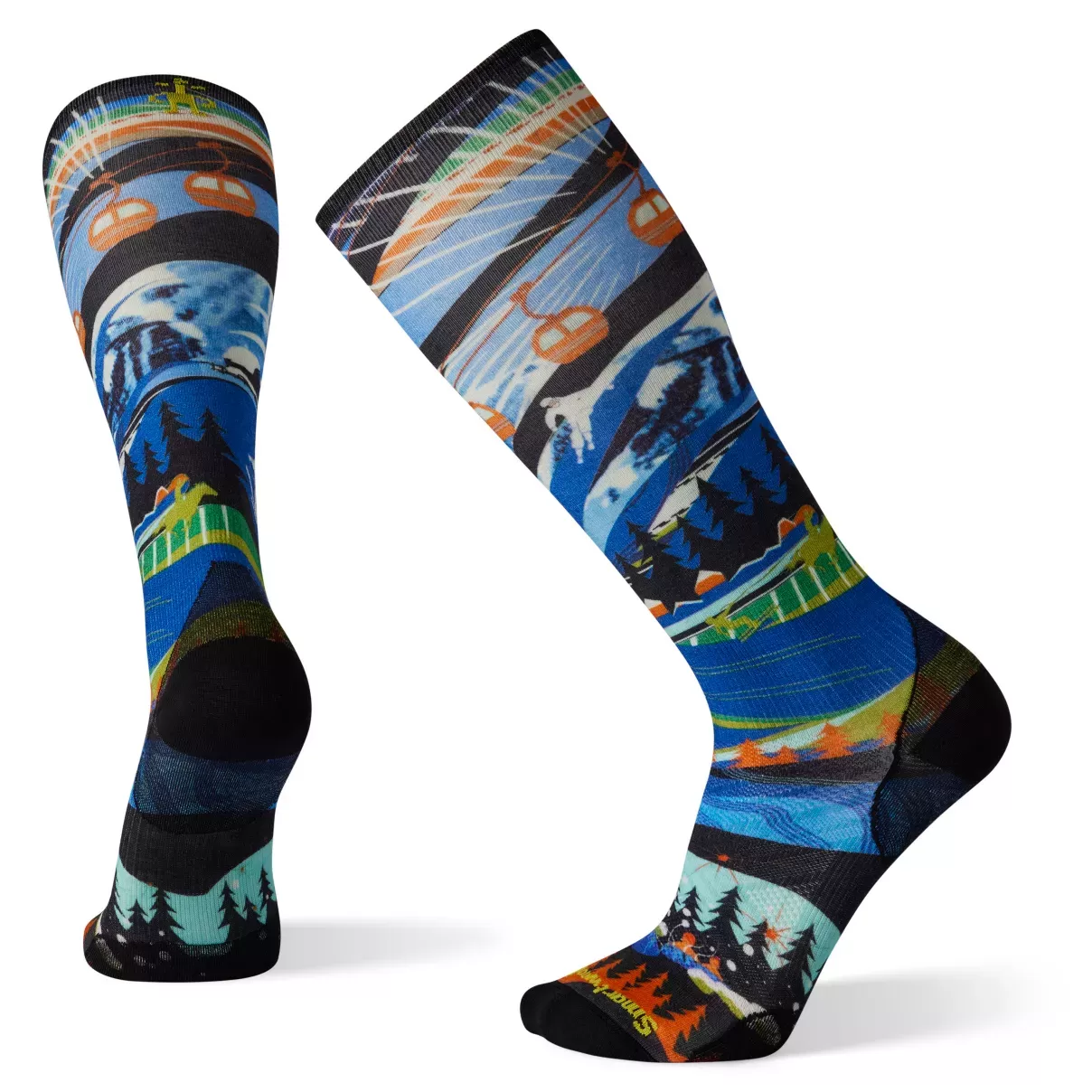 Smartwool Ski Zero Cushion Skication Print Over The Calf Socks - Mist Blue