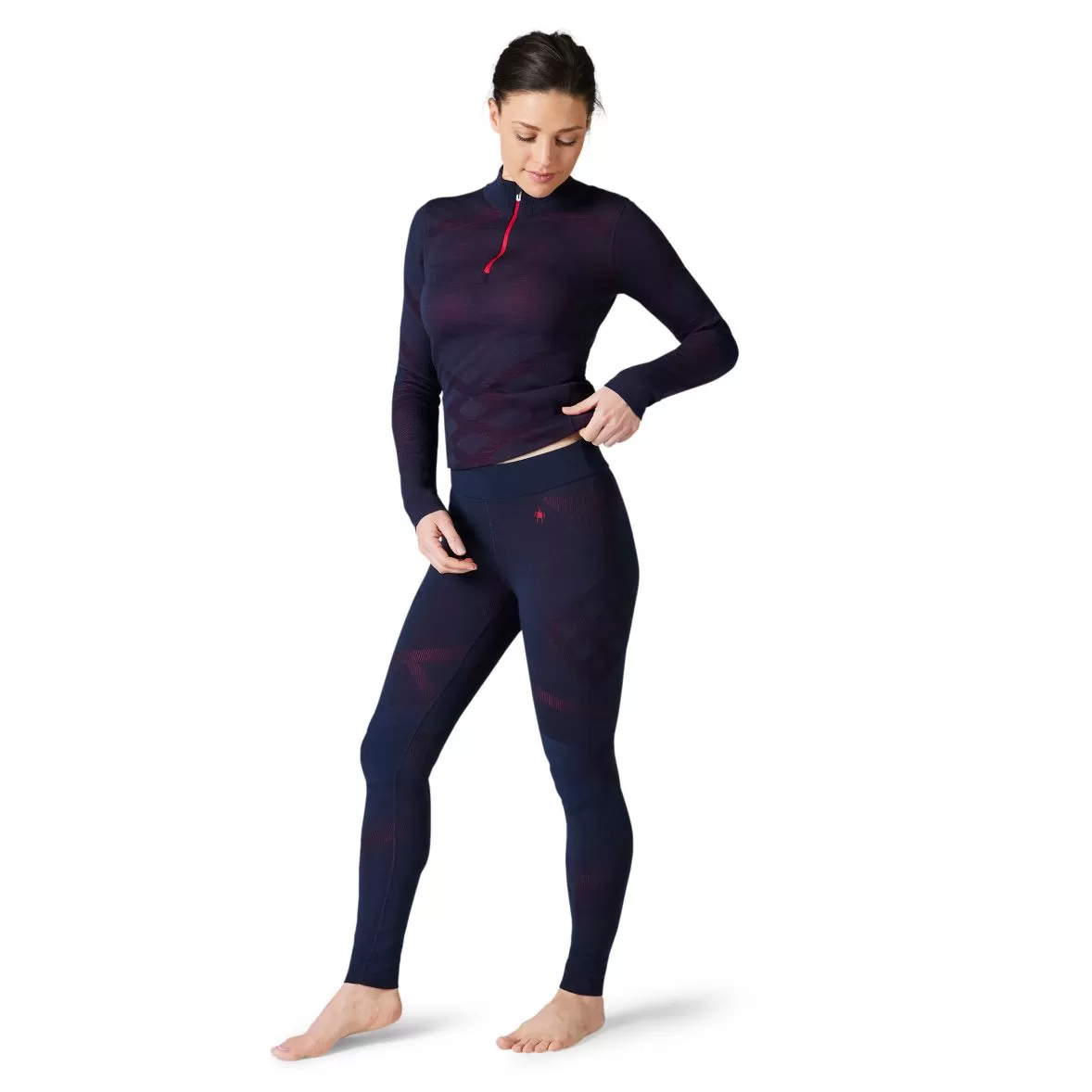 Smartwool Women's Intraknit Merino 200 Bottom - Deep Navy - Pomegranate 4 Smartwool Women's Intraknit Merino 200 Bottom - Deep Navy - Pomegranate - Image 2
